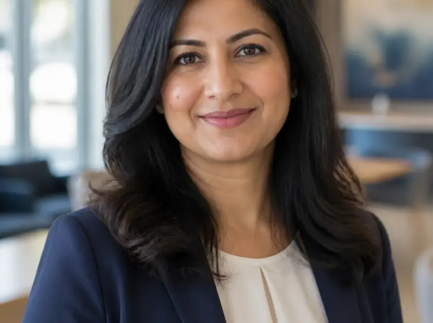 Fictional sample portrait for Amina Rahman.