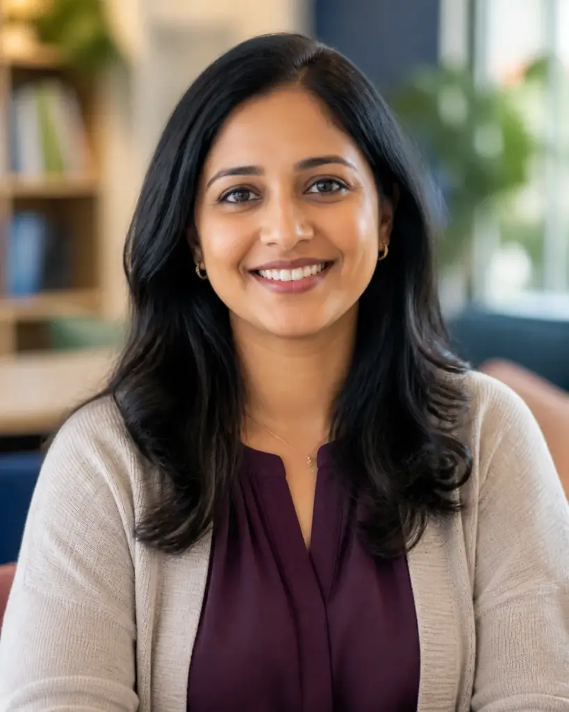 Fictional sample portrait for Priya Singh.